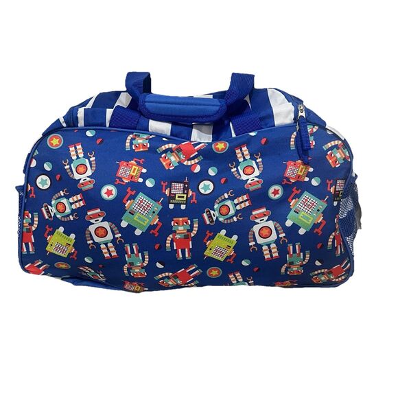 Kids Robot Sleeping Bag & Duffel Set Blue Boys Travel Nap Mat Sleepover Bundle - Picture 4 of 9